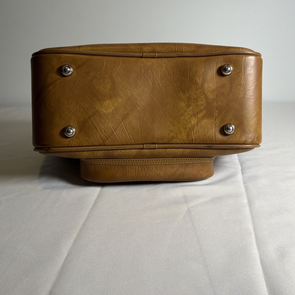 Vintage American Tourister Brown Tan Leather Shoulder Bag travel Carry On Bag - Picture 7 of 16